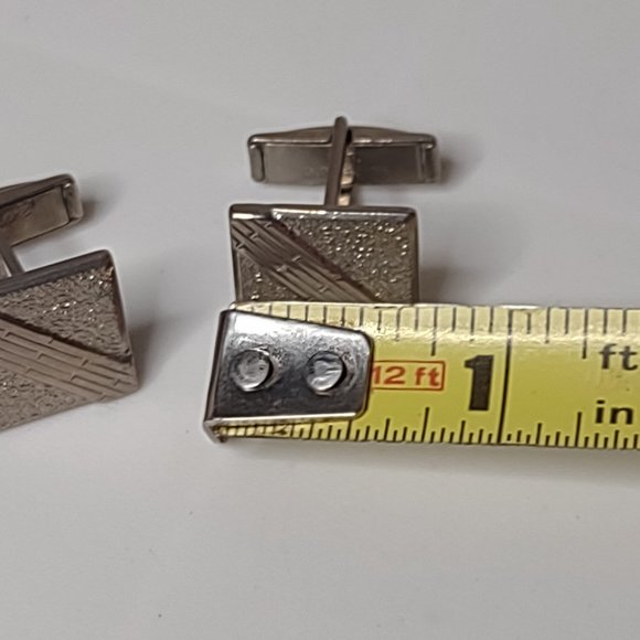 Vintage Silver Tone Rectangular Cufflinks - Picture 5 of 9